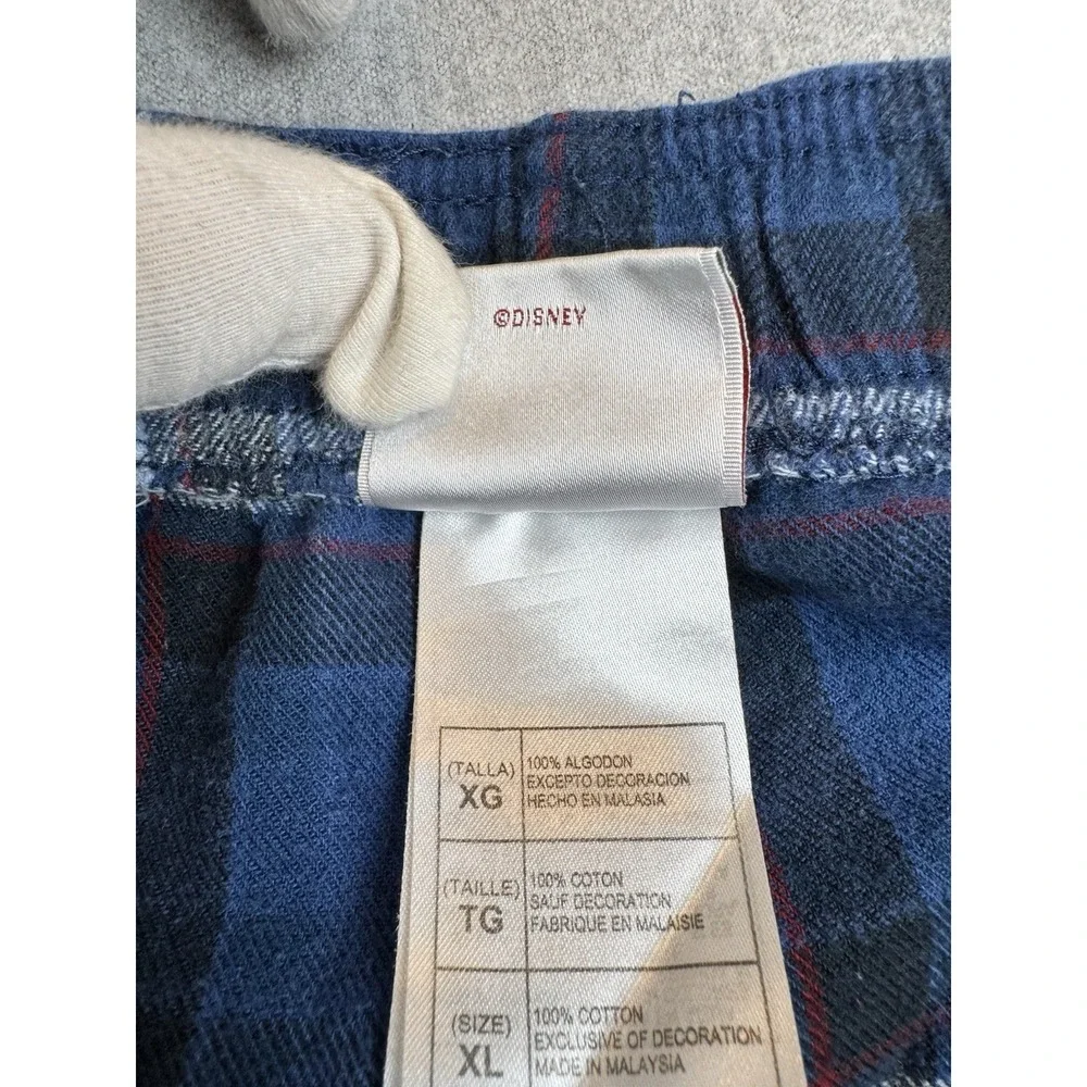 Disney Store Men Sleepwear XL Blue‎ Plaid Mickey Mouse Embroidered Back Pocket